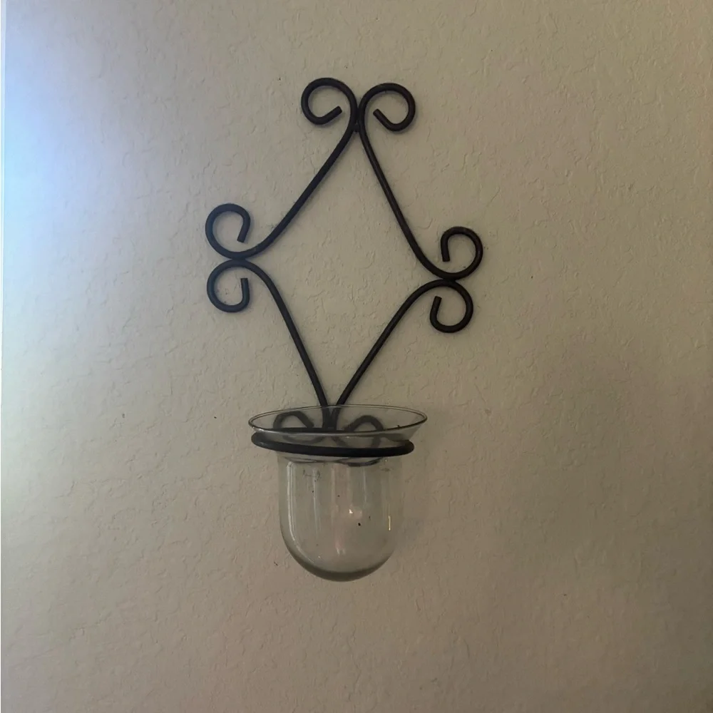 2 Elegant Black Wall Sconce Candle Holder
